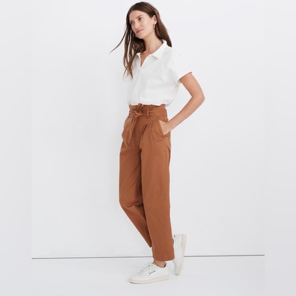 Madewell Herringbone paperbag pants
